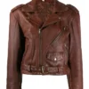 Dark Brown Cropped Leather Jacket