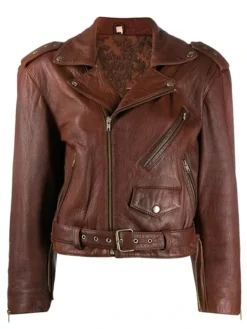 Dark Brown Cropped Leather Jacket