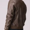 Dark Brown Faux Leather Jacket Back