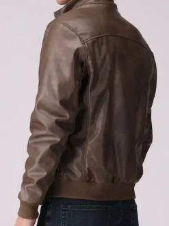 Dark Brown Faux Leather Jacket Back