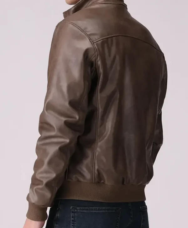 Dark Brown Faux Leather Jacket Back