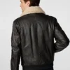 Dark Brown Leather Aviator Jacket Back