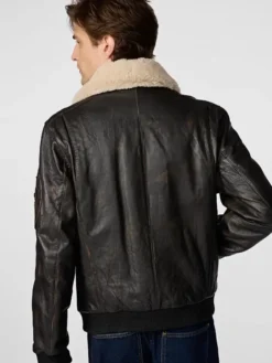 Dark Brown Leather Aviator Jacket Back