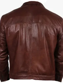 Dark Brown Leather Jacket Mens Back