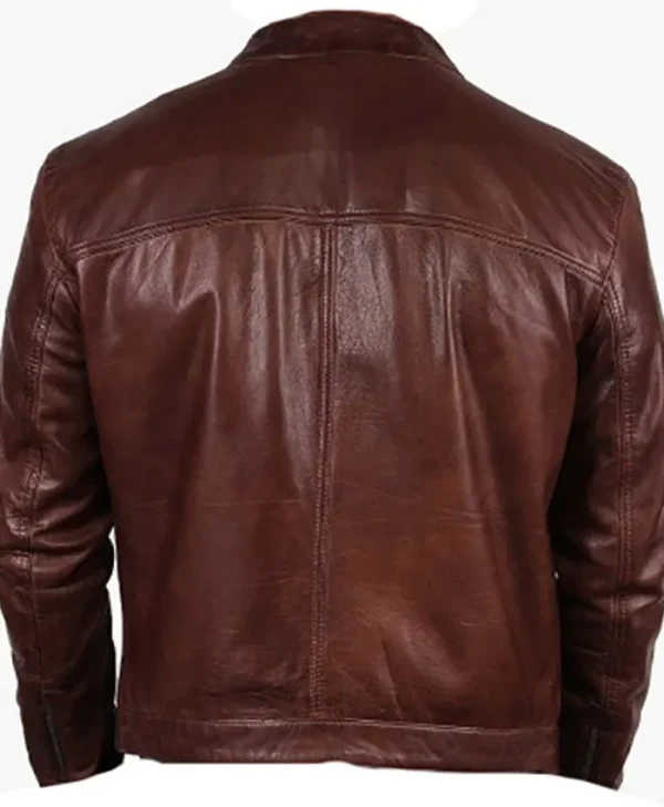 Dark Brown Leather Jacket Mens Back