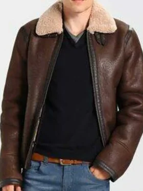 Dark Brown Leather Jacket With Fur
