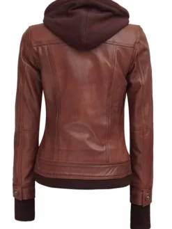 Dark Brown Leather Jacket Women Back