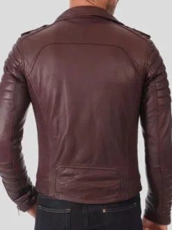 Dark Brown Leather Motorcycle Jacket Back