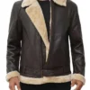 Dark Brown Leather Sherpa Jacket