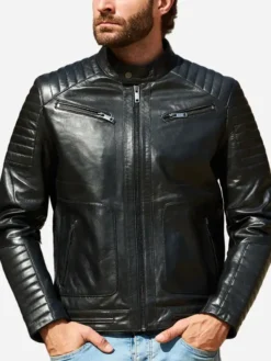 Dom Black Leather Vintage Motorcycle Jacket Zipper