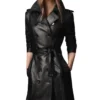 Double Breasted Leather Trench Coat