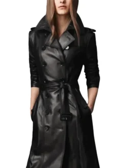 Double Breasted Leather Trench Coat