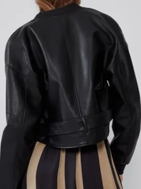 Faux Leather Bomber Jacket Womens Back