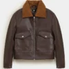 Faux Leather Sherpa Bomber Jacket