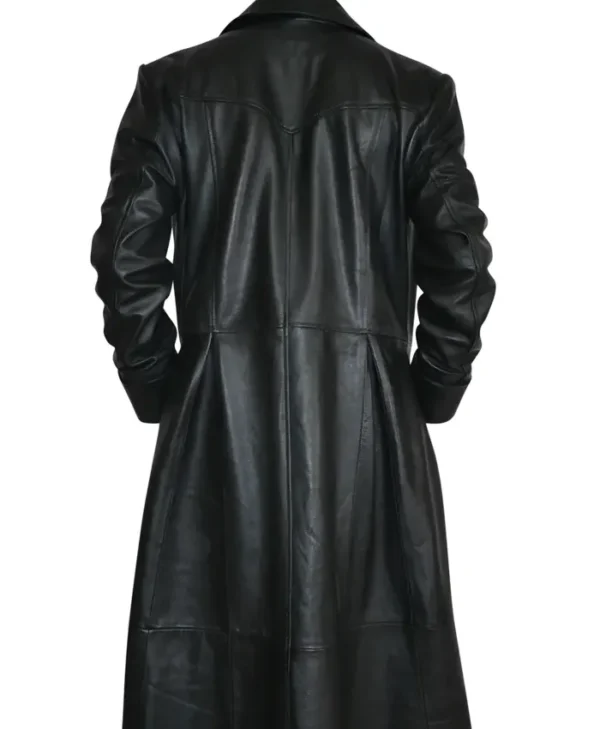 Gothic Leather Trench Coat Mens Back