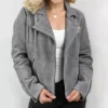Grey Suede Jacket Womens