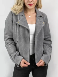 Grey Suede Jacket Womens