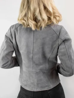 Grey Suede Jacket Womens Back
