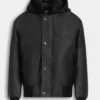 Hooded Faux Leather Puffer Jacket