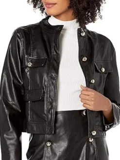 Kendall and Kylie Faux Leather Cropped Jacket