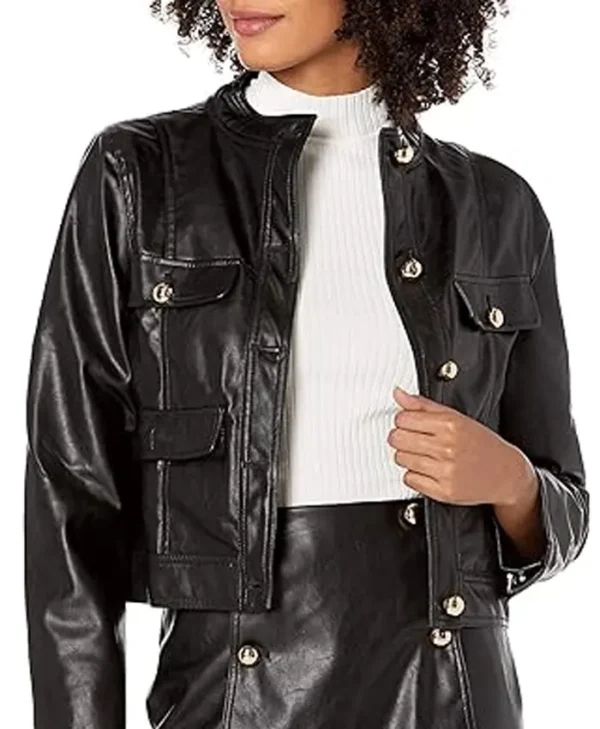 Kendall and Kylie Faux Leather Cropped Jacket