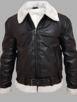 Leather Jacket With White Fur