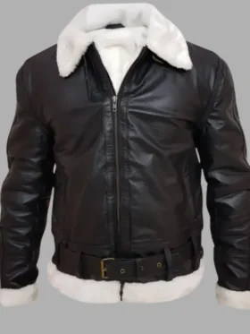 Leather Jacket With White Fur