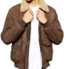 Leather Sherpa Bomber Jacket