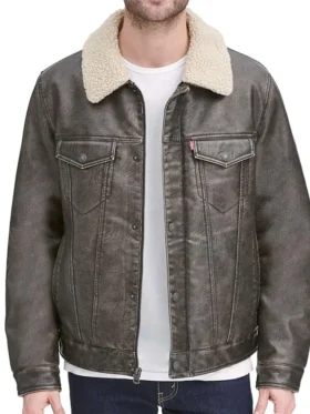 Leather Sherpa Trucker Jacket