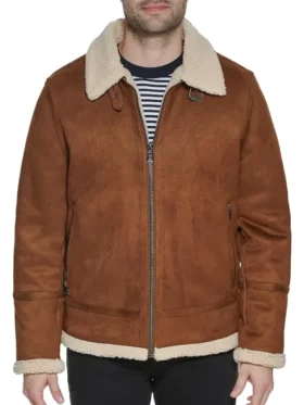 Lined Leather Bomber Jacket