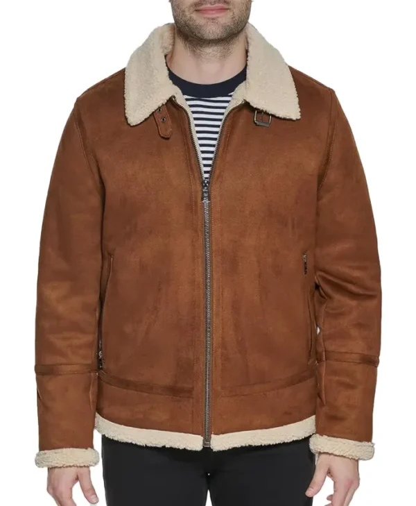 Lined Leather Bomber Jacket