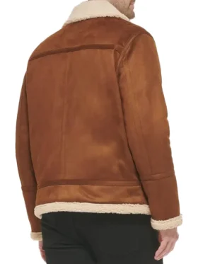 Lined Leather Bomber Jacket Back