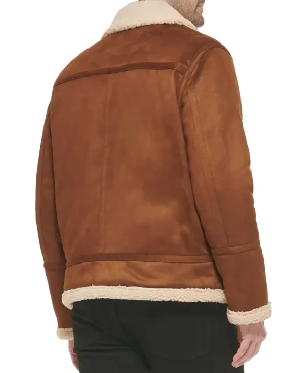 Lined Leather Bomber Jacket Back