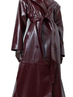 Long Burgundy Leather Jacket
