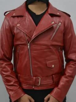 Maroon Biker Jacket