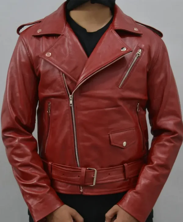 Maroon Biker Jacket