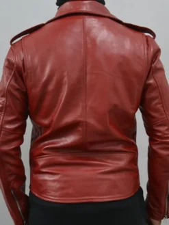 Maroon Biker Jacket Back
