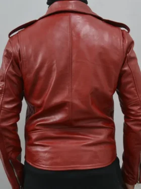 Maroon Biker Jacket Back