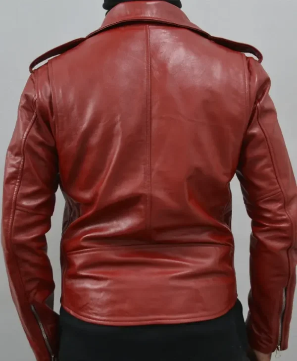 Maroon Biker Jacket Back