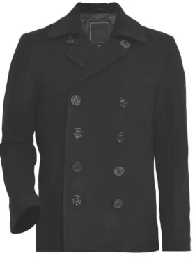 Men Black Pea Coat