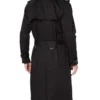 Mens Black Airforce Cotton Double Breasted Trench Coat Back