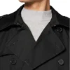 Mens Black Airforce Cotton Double Breasted Trench Coat Collar