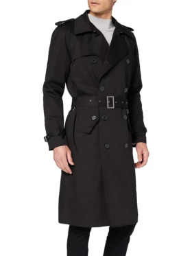 Men's Black Airforce Cotton Double Breasted Trench Coat Main