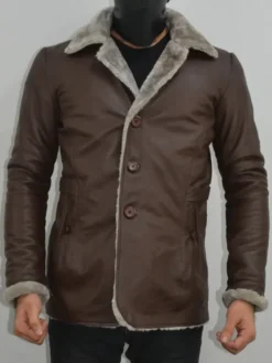 Mens Brown Jacket With Fur Collar