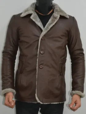 Men's Brown Jacket With Fur Collar