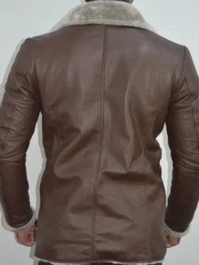 Men's Brown Jacket With Fur Collar Back