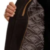 Mens Brown Suede Leather Bomber Jacket With Shearling Collar Inner