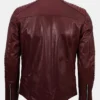 Mens Burgundy Leather Jacket Back