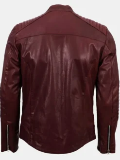 Mens Burgundy Leather Jacket Back
