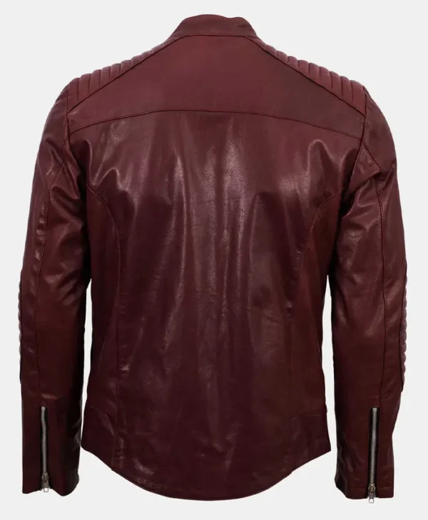 Mens Burgundy Leather Jacket Back